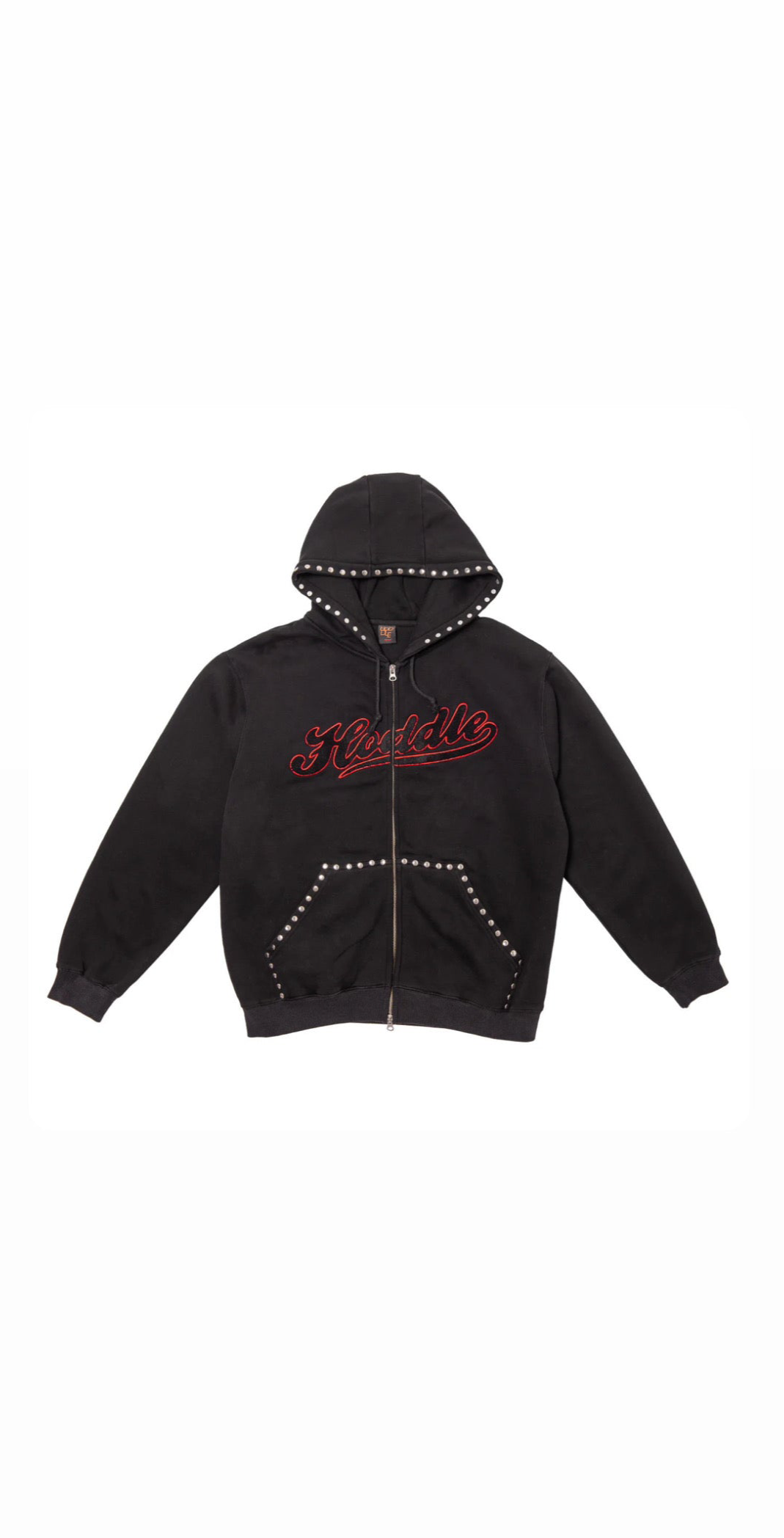 Hoodie Hoddle Studded Intarsia Script Zip Black